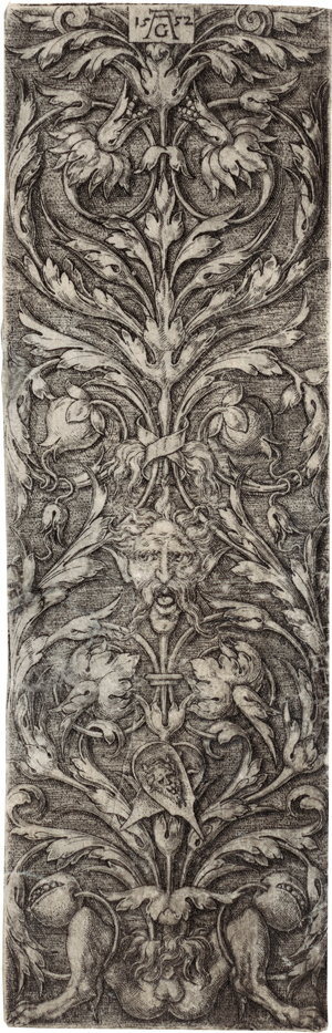 Lot 5399, Auction  118, Aldegrever, Heinrich, Aufsteigendes Ornament mit Ranken, einem Faun entspringend