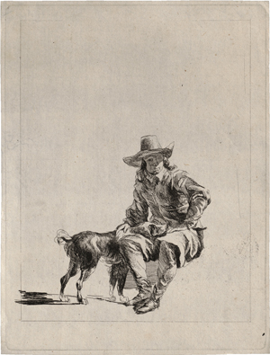 Lot 5410, Auction  118, Bartsch, Adam von, Sitzender Mann mit Hund, einen Hund streichelnd