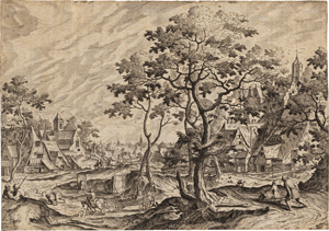 Lot 5428, Auction  118, Bol, Hans - nach, Landschaft mit Blick auf ein Dorf