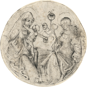 Lot 5445, Auction  118, Deutsch, um 1490. Madonna mit Kind und einer Heiligen mit Blume