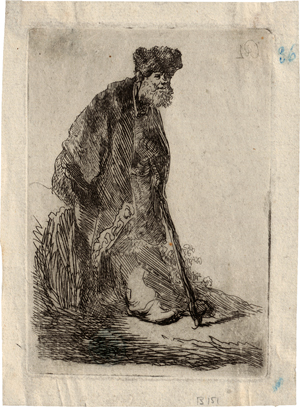 Lot 5590, Auction  118, Rembrandt Harmensz. van Rijn, Bärtiger Mann, an einen Erdhügel gelehnt stehend