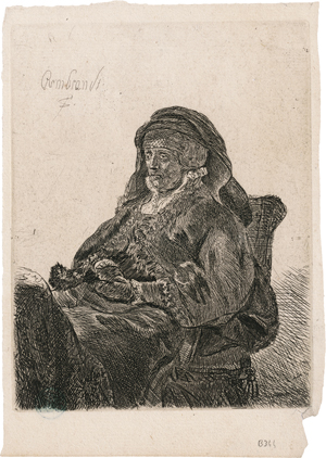 Lot 5595, Auction  118, Rembrandt Harmensz. van Rijn - Schule, Rembrandts Mutter mit dunklen Handschuhen