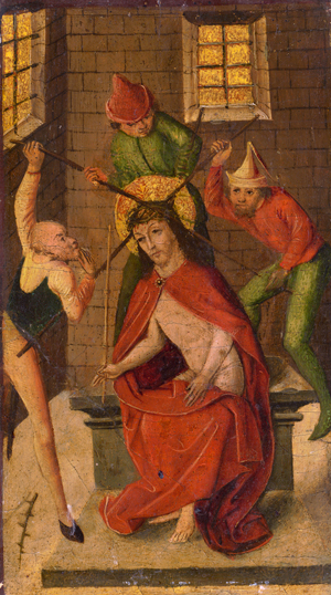 Lot 6004, Auction  118, Oberrheinisch, um 1480. Die Dornenkrönung; Christus vor Kaiphas