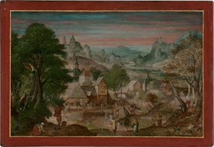 Lot 6011, Auction  118, Bol, Hans, Flusslandschaft mit Burganlage, im Vordergrund Bauern bei der Apfelernte