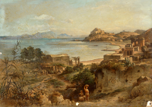Lot 6072, Auction  118, Deutsch, um 1840. Baiae: Blick auf das Castello di Baiae
