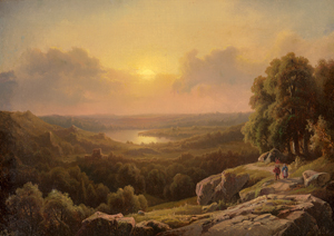 Lot 6123, Auction  118, Press, Otto, Blick über eine weite Landschaft bei Sonnenuntergang