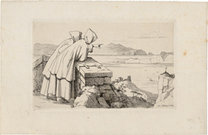 Lot 6380, Auction  118, Mücke, Heinrich Karl, Zwei Mönche blicken über den Golf von Neapel