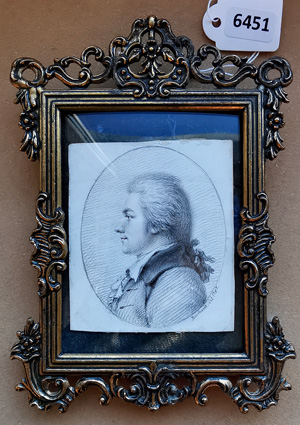 Los 6451 - Burchardt - Miniatur Portrait eines jungen Mannes im Profil nach links, mit gepuderter Perücke - 1 - thumb