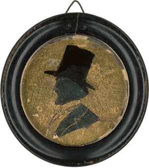 Lot 6453, Auction  118, Europäisch oder Amerikanisch, Gold-Églomisé Silhouette Portrait Abraham Lincoln im Profil nach links