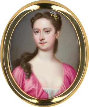 Los 6463 - Zincke, Christian Friedrich - Portrait Miniatur einer jungen Frau in rosa Kleid mit Blumen im Haar - 0 - thumb