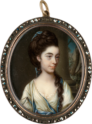 Los 6473 - Scouler, James - Miniatur Portrait einer jungen Frau mit langem, dunklem Haar, nach rechts blickend - 0 - thumb