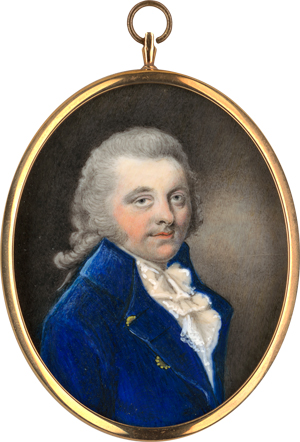 Los 6476 - Thick(e), William - Portrait Miniatur eines jungen Mannes in blauer Jacke mit weißem Jabot - 0 - thumb