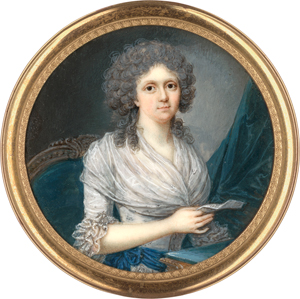 Lot 6480, Auction  118, Norditalienisch, um 1785/1790. Miniatur Portrait einer sitzenden jungen Frau mit Brief in der rechten Hand
