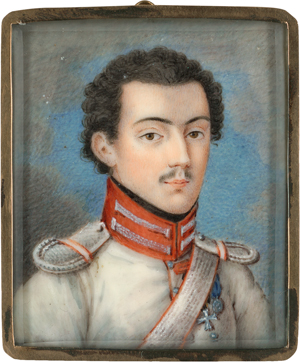 Lot 6536, Auction  118, Russisch, um 1814. Miniatur Portrait des Leutnants Alexander Ivanovich Shepelev in weißer Uniform mit Orden