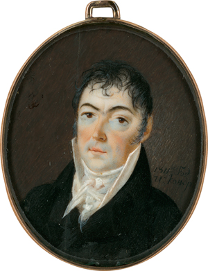Lot 6537, Auction  118, Russisch, 1811. Miniatur Portrait eines Mannes in schwarzer Jacke mit weißer Weste und geknoteter Halsbinde