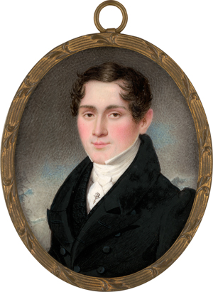 Lot 6553, Auction  118, Fahrländer, Franz Xaver, Miniatur Portrait eines jungen Mannes in dunkelgrauer Jacke, vor Wolkenhintergrund