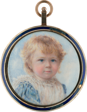 Lot 6568, Auction  118, Collyer, Kate Winifred, Miniatur Portrait des kleinen Arthur Vernon Richards in blauem Gewand mit weißem Kragen