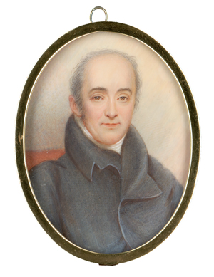 Lot 6575, Auction  118, Britisch, spätes 19. Jahrhundert. Miniatur Portrait des Dichters Samuel Rogers, auf rotem Sessel sitzend, plus 3 Beigaben