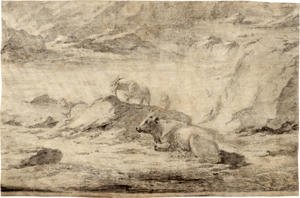 Los 6614 - Roos, Philipp Peter - Landschaft mit Schafen, Ziegen und einer Kuh - 0 - thumb