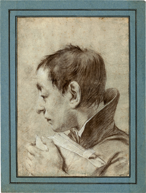 Lot 6662, Auction  118, Piazzetta, Giovanni Battista, Kopf eines  jungen Mannes im Profil, in seiner linken Hand ein Buch haltend