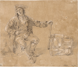 Lot 6691, Auction  118, Kobell II, Jan Baptist, Junger Künstler, der seine über einem Holzgestell liegenden Zeichnungen zum Kauf anbietet