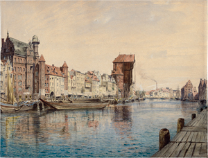 Lot 6752, Auction  118, Deutsch, E. 19. Jh. Der Hafen von Danzig mit Blick auf das Krantor