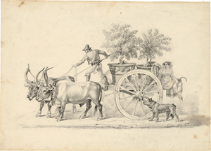 Lot 6765, Auction  118, Lindau, Dietrich Wilhelm, Ein Paar in italienischer Volkstracht transportiert Zitronenbäumchen auf einem Ochsenwagen