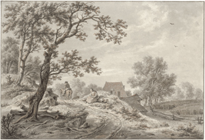 Lot 6770, Auction  118, Barbiers III., Pieter Pietersz., Hügelige Landschaft mit Feldweg und Landvolk