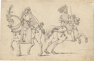 Lot 6776, Auction  118, Deutsch, um 1810. Zwei Reiter in Renaissancetracht