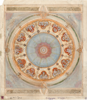 Lot 6777, Auction  118, Neureuther, Gottfried von, Entwurf zu einem Deckenplafond mit den Monatsbildern