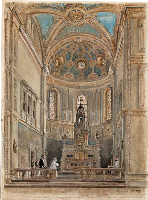 Lot 6787, Auction  118, Alt, Rudolf von, Brautpaar im Chor der Breitenfelder Pfarrkirche in Wien