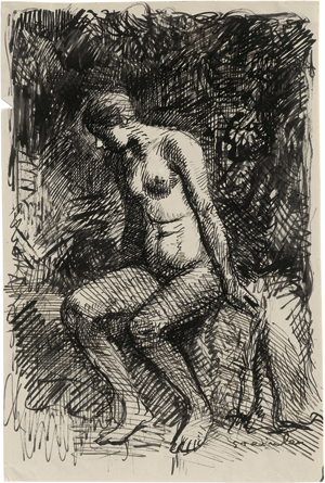 Lot 6796, Auction  118, Steinlen, Théophile Alexandre, Sitzender weiblicher Akt in Rembrandts Manier