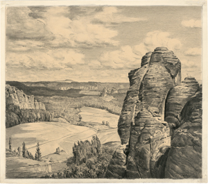 Lot 6812, Auction  118, Jahn, Georg, Blick über die Sächsische Schweiz mit Felsentürmen