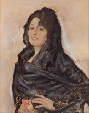 Lot 8013, Auction  118, Orlik, Emil, Porträt einer Frau mit schwarzem Schleier