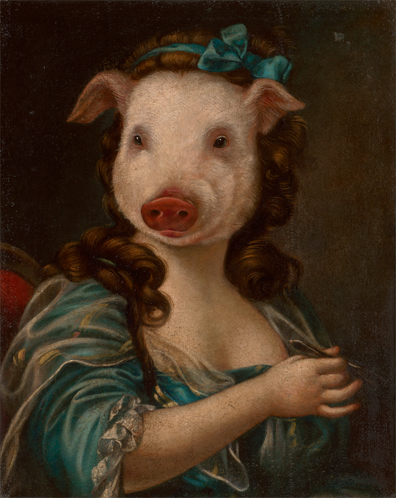Lot 6026, Auction  118, Italienisch, wohl 18. Jh. und später. Madame de Cochon: Bildnis einer Dame mit Schweinekopf