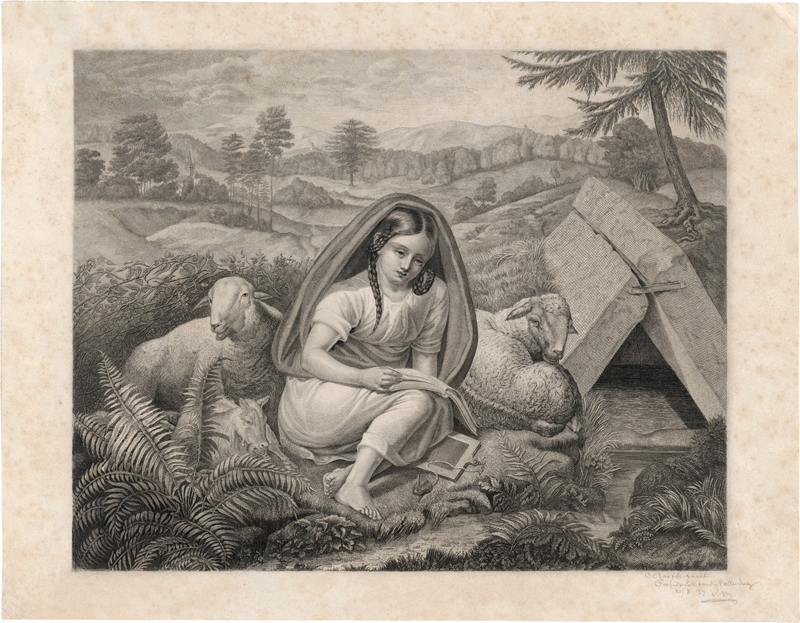 Lot 6326, Auction  118, Barth, Carl, Junges Hirtenmädchen bei Lektüre mit zwei Schafen in einer Landschaft