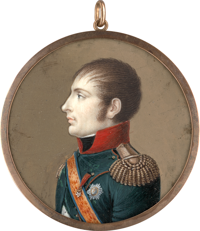 Lot 6455, Auction  118, Italienisch, um 1805/1810. Miniatur Portrait des Eugène de Beauharnais im Profil nach links