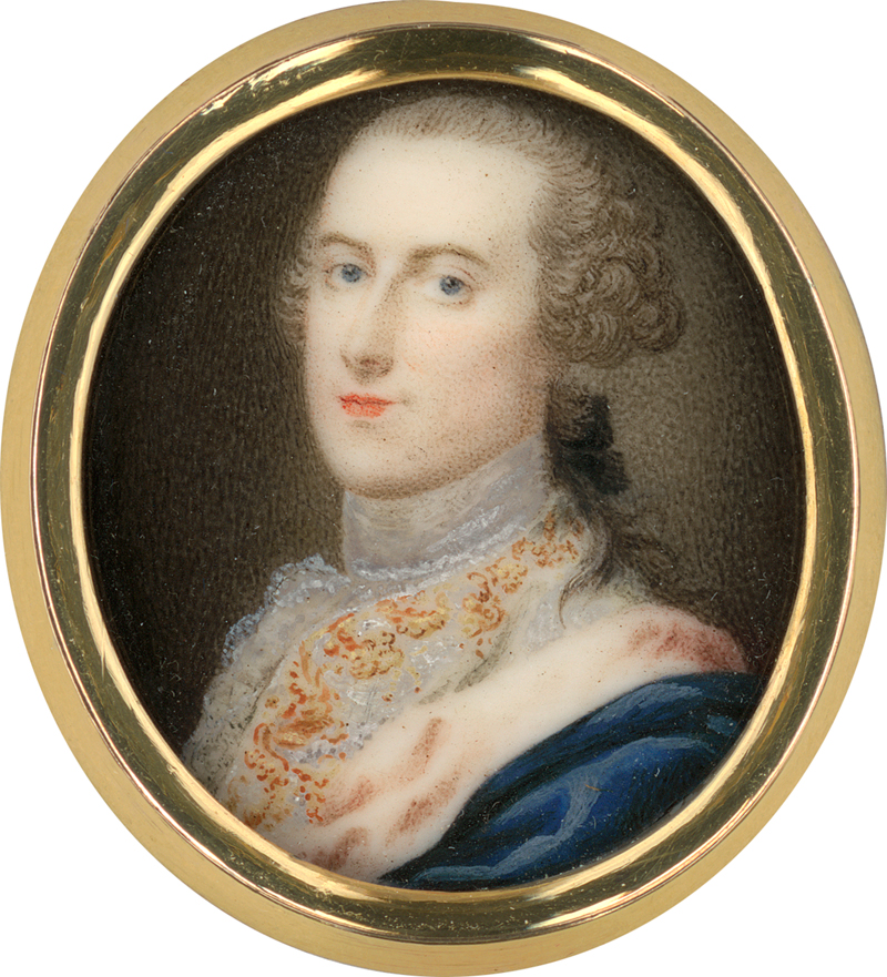 Lot 6468, Auction  118, Macpherson, Giuseppe, Portrait Miniatur des George Montagu, Viscount Mandeville, in rosa gefüttertem, blauem Umhang