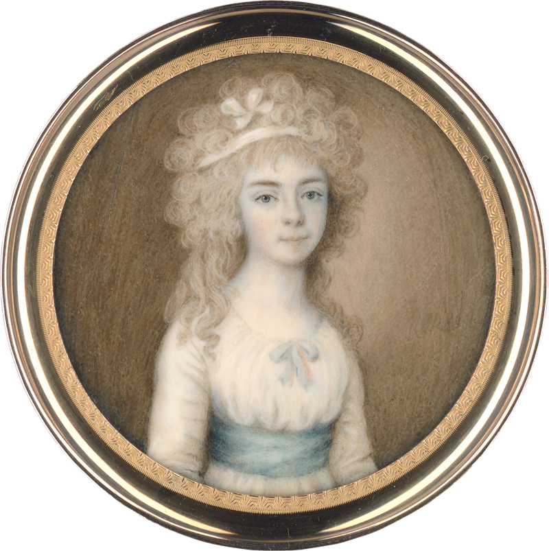Lot 6478, Auction  118, Campana, Ignazio Pio Vittoriano, Miniatur Portrait eines Mädchens in weißem Kleid mit blauem Gürtelband