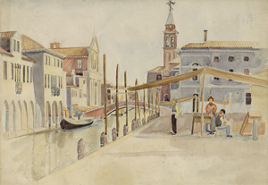 Lot 112, Auction  119, Venedig, Ansicht einer kleinen an einem Kanal gelegenen Piazza