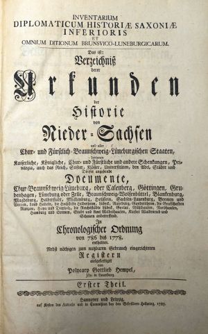 Lot 132, Auction  119, Hempel, Polycarp Gottlieb, Inventarium diplomaticum historiae Saxoniae