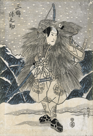 Lot 407, Auction  119, Kuniyoshi, Utagawa, Samurai im Schnee. Yuki no naka no senshi (Der Krieger im Schnee). 