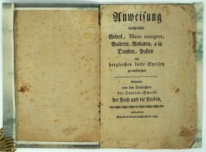 Lot 428, Auction  119, Franz, Johann Gottfried, Anweisung verschiedene Gelees