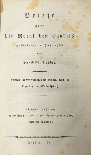 Lot 447, Auction  119, Friedländer, David, Konvolut von 4 Kleinschriften in EA + Beigabe