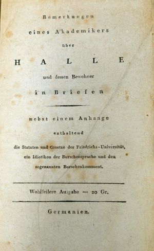 Lot 468, Auction  119, Augustin, C. F. B., Bemerkungen eines Akademikers über Halle