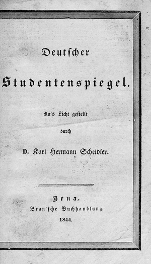 Lot 472, Auction  119, Scheidler, Karl Hermann, Deutscher Studentenspiegel