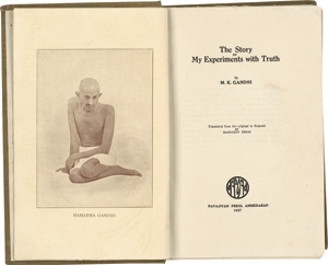 Lot 508, Auction  119, Gandhi, Mohandas Karamchand, The story of my experiments with truth