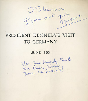 Lot 512, Auction  119, President Kennedy's Visit, to Germany, June 1963 (Pressemappe)