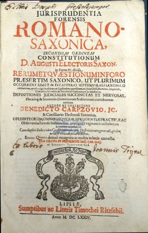 Lot 518, Auction  119, Carpzov, Benedict, Jurisprudentia forensis Romano-Saxonica
