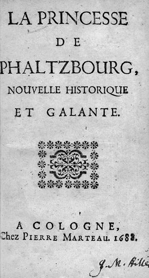 Lot 2122, Auction  119, Princesse de Phaltzbourg, La, Nouvelle historique et galante